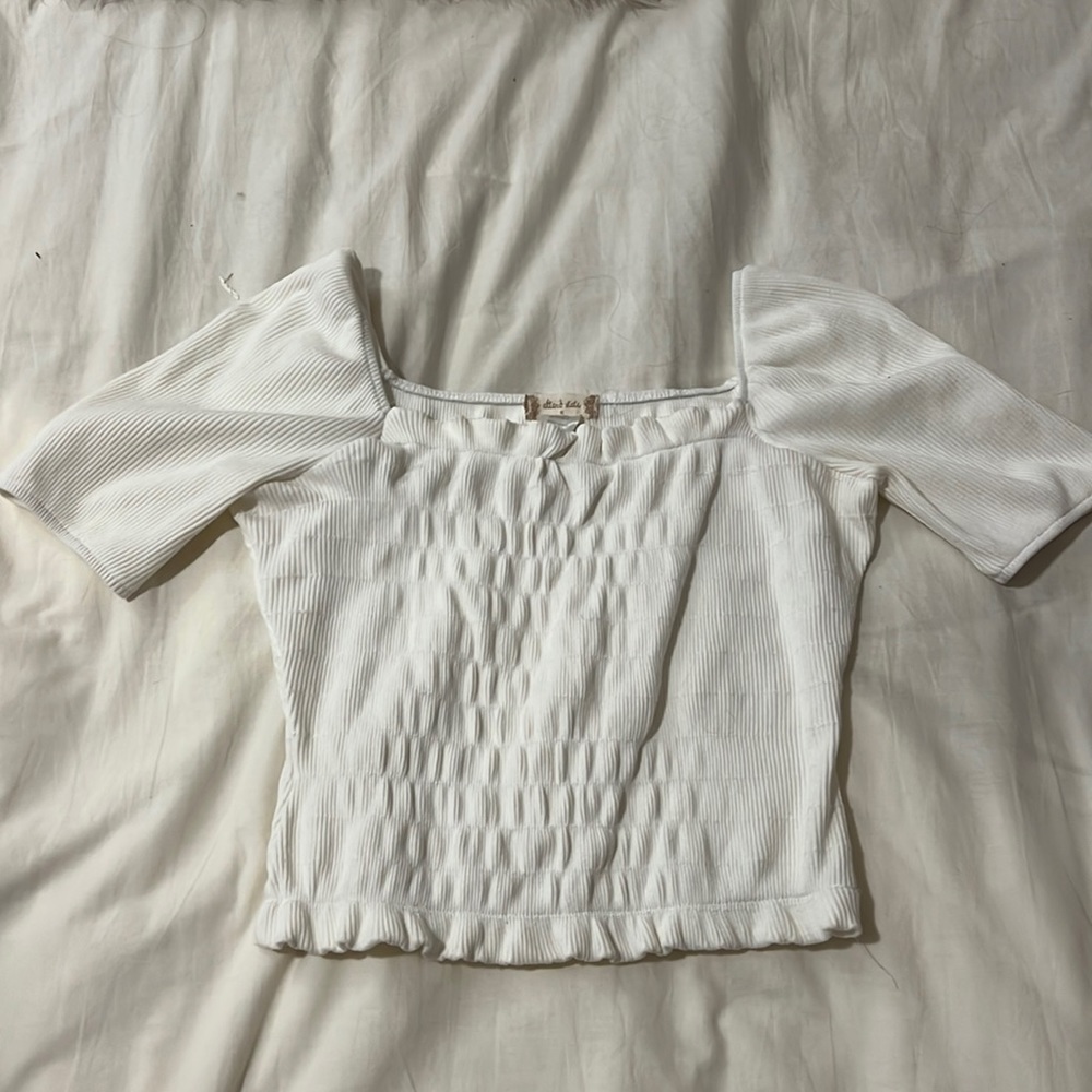 Alter’d State smocked crop top with puff sleeves